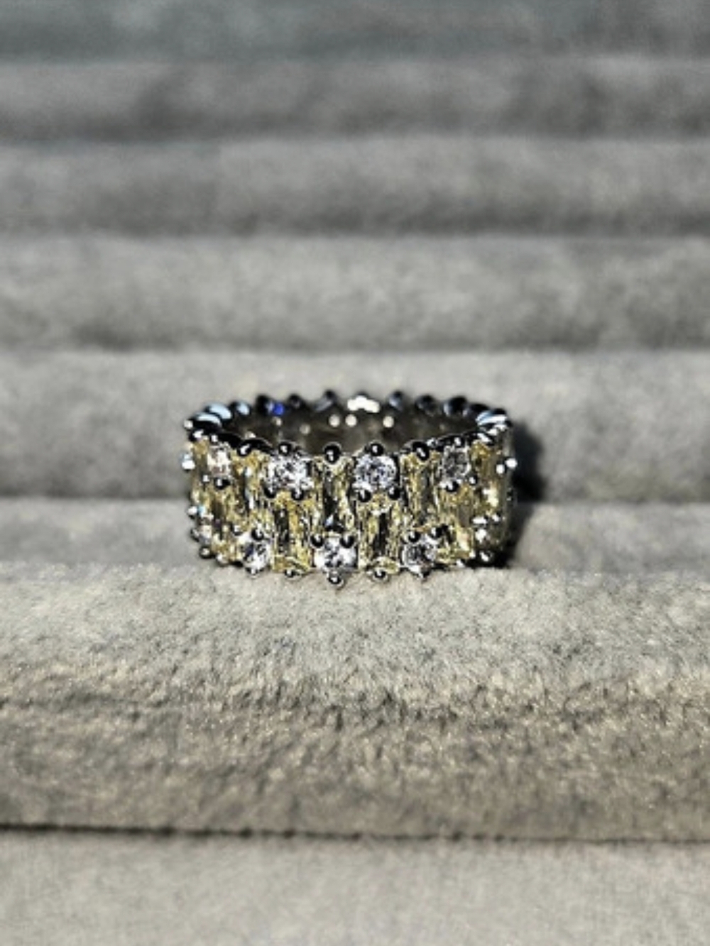 New Size 7 Lemon Cubic Zirconia Styling Sparkle Rhodium Plating Bomb Party Ring